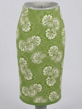 Boden Green Floral Polka Dot Cotton Knee Length Skirt Lined Size 8R